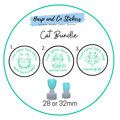 28 or 32mm Personalised Stamp Bundle - 3 Cats Stamps