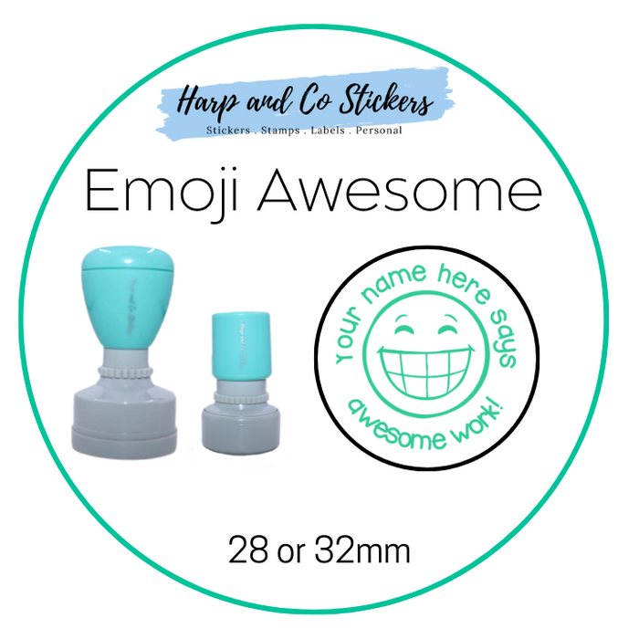 28 or 32mm Personalised Merit Stamp - *Emoji Awesome* - Great for the classroom!