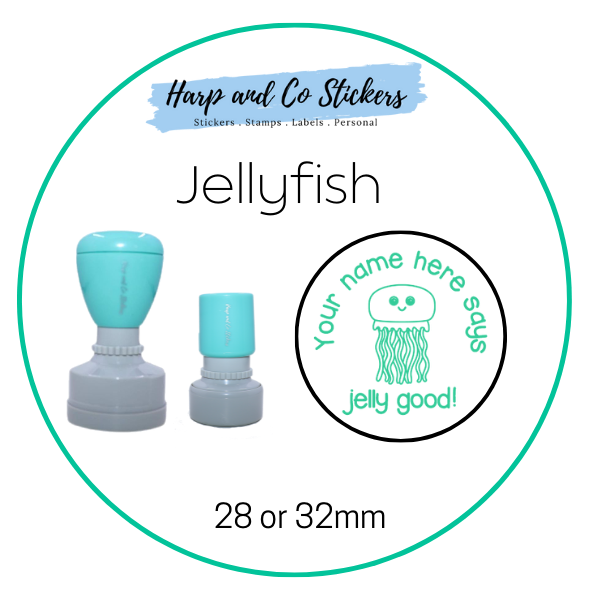 28 or 32mm Personalised Round Stamp - Jellyfish