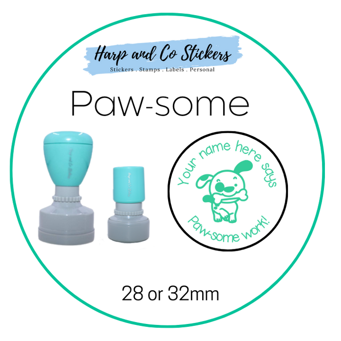 28 or 32mm Personalised Merit Stamp - *Paw-some* - Great for the classroom!