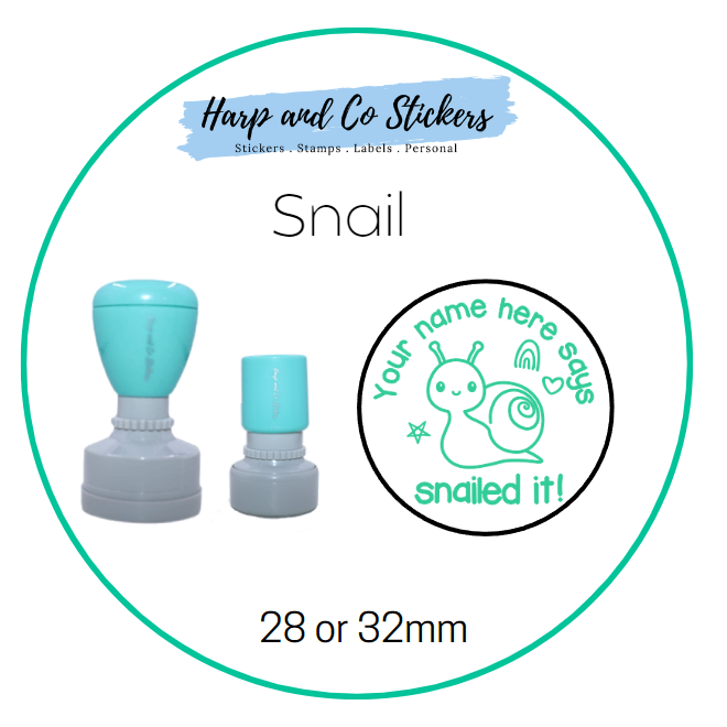 28 or 32mm Personalised Merit Stamp -Snail