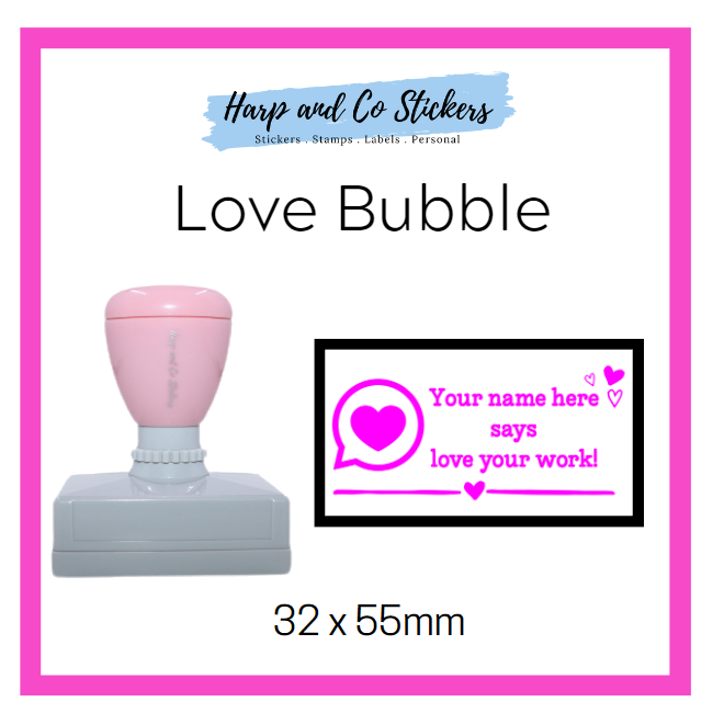 Personalised Rectangle 32 x 55mm stamp - Love Bubble