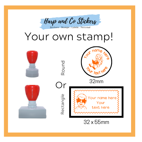 32mm Round or 32x55mm Rectangle Personalised Stamp - Personalise You