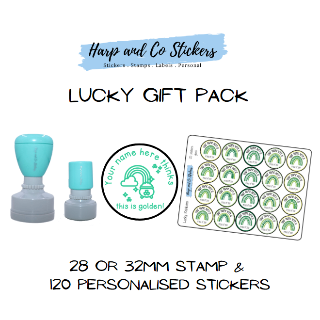 Gift Pack 28 or 32mm Stamp + 120 Stickers - Lucky