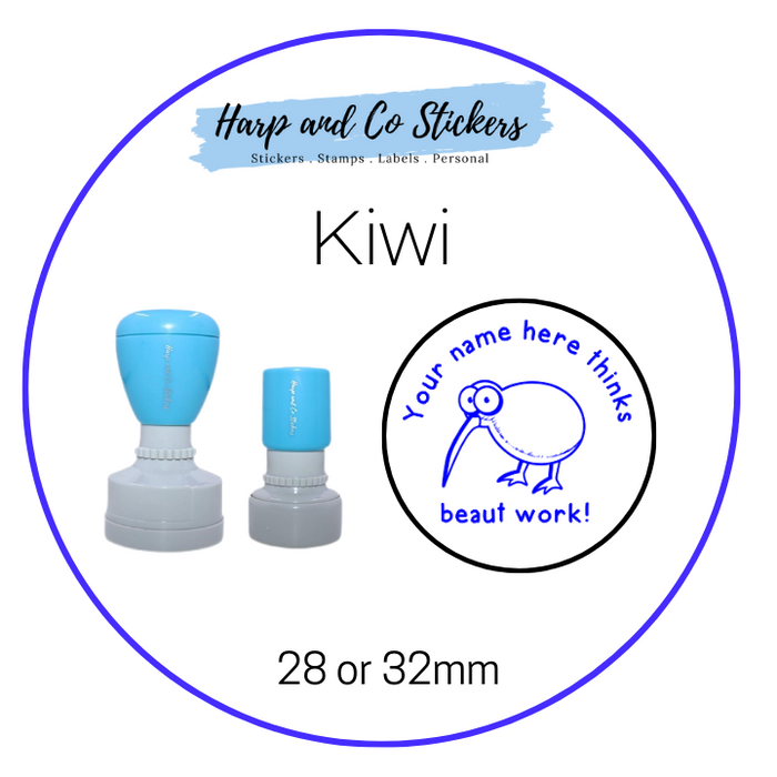 28 or 32mm Personalised Merit Stamp - *Kiwi* - Great for the classroom!
