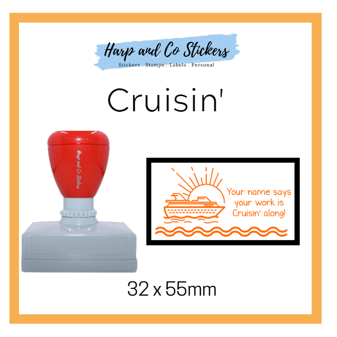 Personalised Rectangle 32 x 55mm stamp - Cruisin'