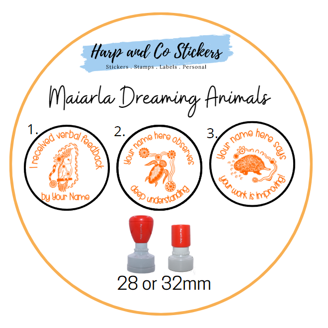 28 or 32mm Personalised Stamp Bundle -  3 Maiarla Dreaming Animals Stamps