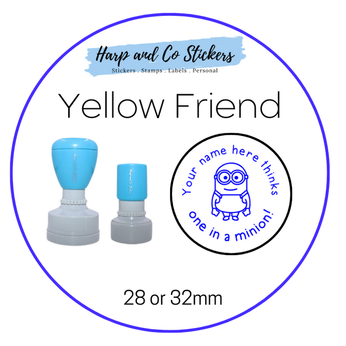 28 or 32mm Personalised Merit Stamp - *Yellow Friend* - Great for the classroom!