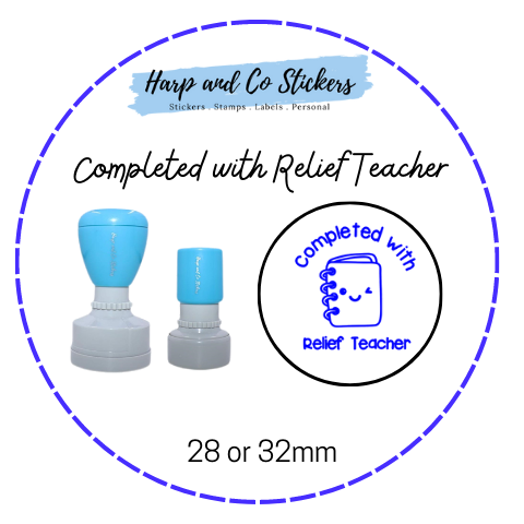 28 or 32mm Round Stamp - Completed with Relief Teacher