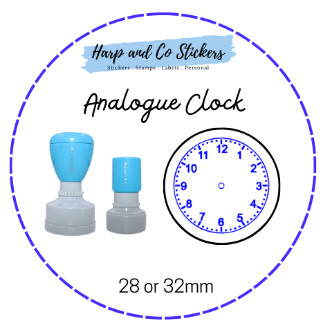 28 or 32mm Round Stamp - Analogue Clock