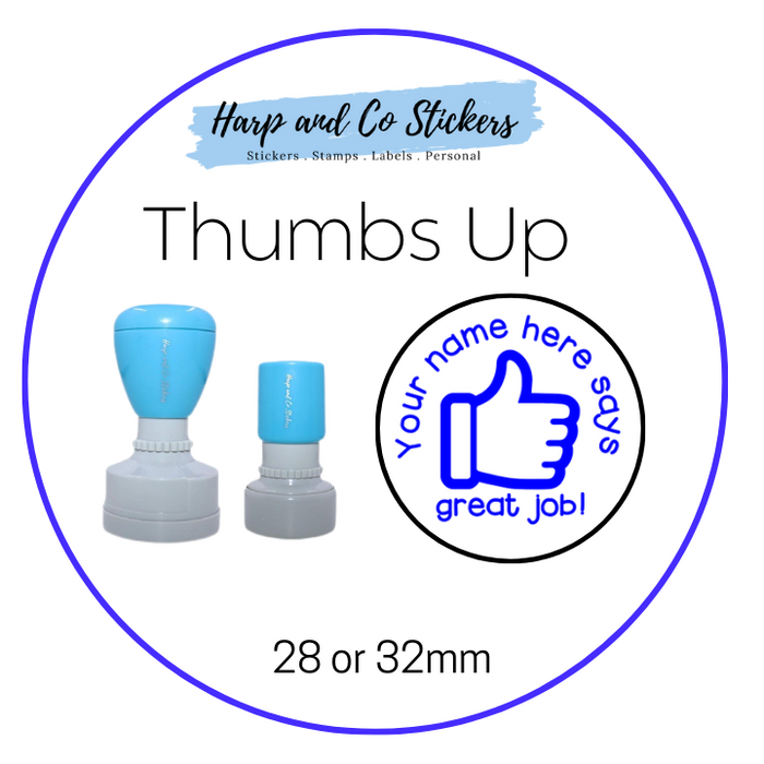 28 or 32mm Personalised Merit Stamp - *Thumbs Up* - Great for the classroom!