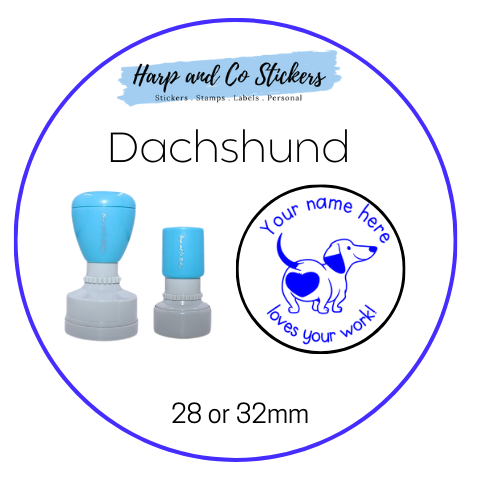 28 or 32mm Personalised Round Stamp - Dachshund