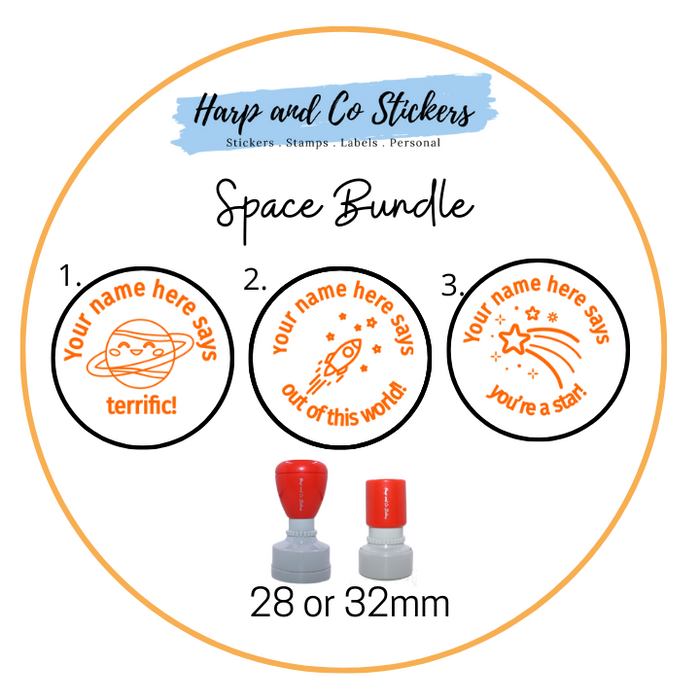 28 or 32mm Personalised Stamp Bundle - 3 Space Stamps