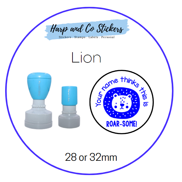 28 or 32mm Personalised Merit Stamp - Lion