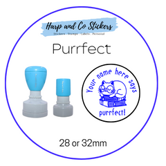 28 or 32mm Personalised Round Stamp - *Purrfect* - Great for the classroom!