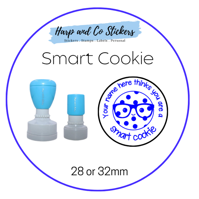 28 or 32mm Personalised Round Stamp - *Smart Cookie* - Great for the classroom!