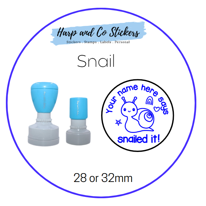 28 or 32mm Personalised Merit Stamp -Snail