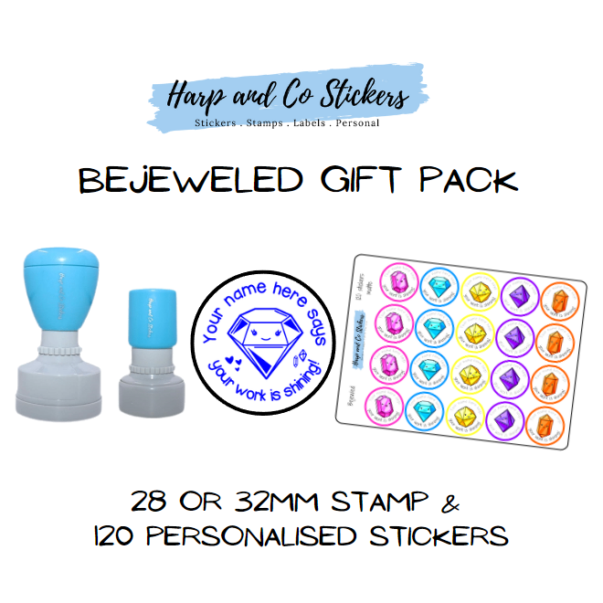 Gift Pack 28 or 32mm Stamp + 120 Stickers - Bejeweled