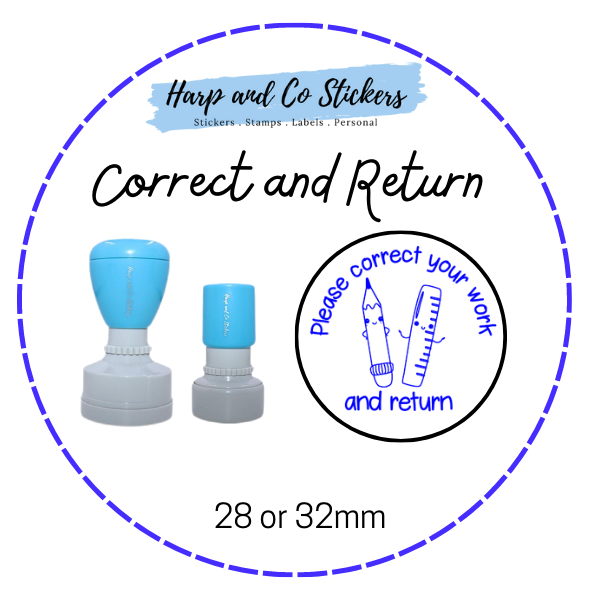 28 or 32mm Round Stamp - Correct and Return