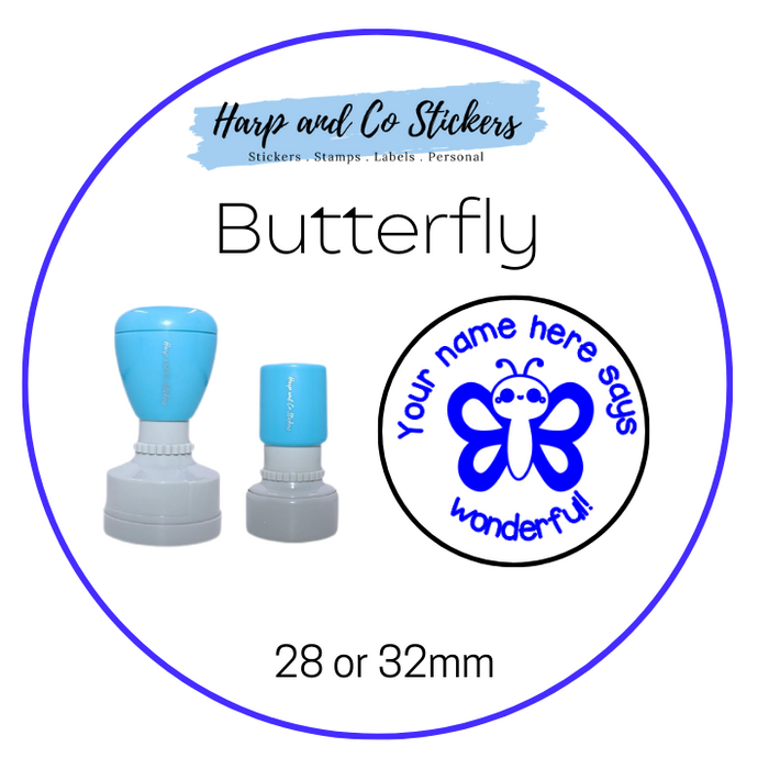 28 or 32mm Personalised Merit Stamp - *Butterfly* - Great for the classroom!