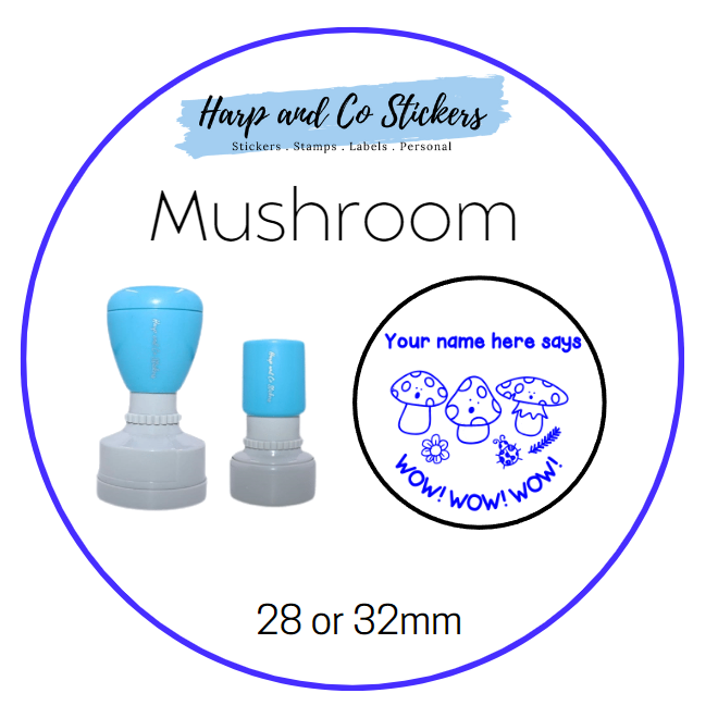 28 or 32mm Personalised Merit Stamp - Mushroom