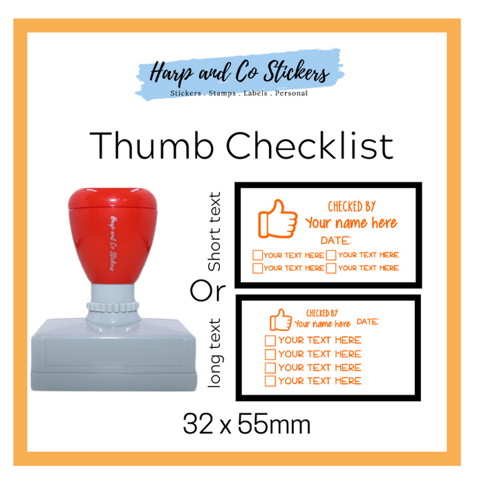 Editable 32 x 55mm - Thumb - Personalised Checklist self inking stamp