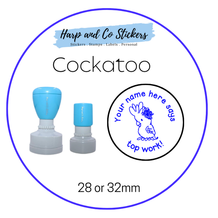 28 or 32mm Personalised Merit Stamp - *Cockatoo* - Great for the classroom!