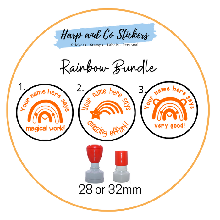 28 or 32mm Personalised Stamp Bundle - 3 Rainbow stamps