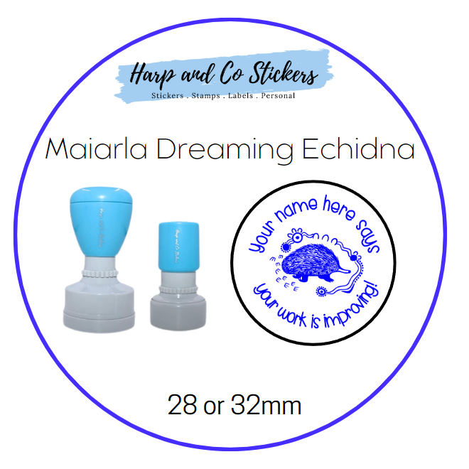 28 or 32mm Personalised Merit Stamp - Maiarla Dreaming Echidna