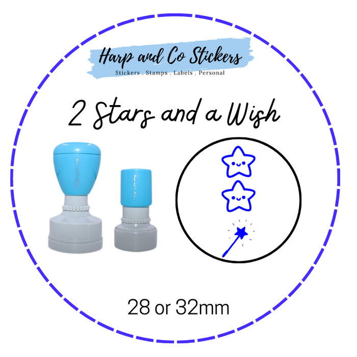 28 or 32mm Round Stamp - 2 Stars and a Wish