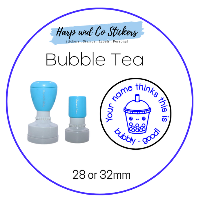 28 or 32mm Personalised Round Stamp - *Bubble Tea* - Great for the classroom!