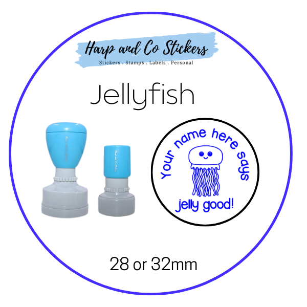 28 or 32mm Personalised Round Stamp - Jellyfish