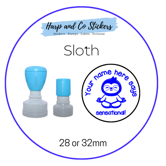 28 or 32mm Personalised Round Stamp - *Sloth* - Great for the classroom!