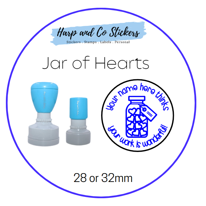 28 or 32mm Personalised Merit Stamp -Jar of Hearts