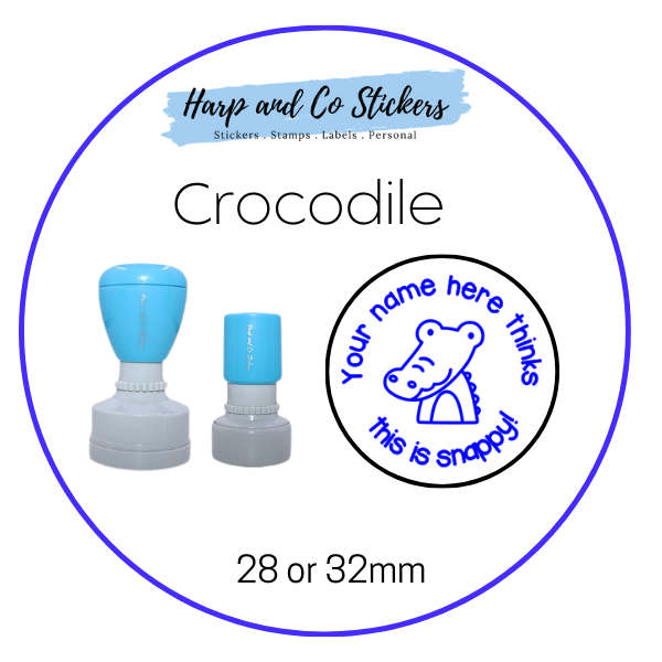 28 or 32mm Personalised Round Stamp - Crocodile