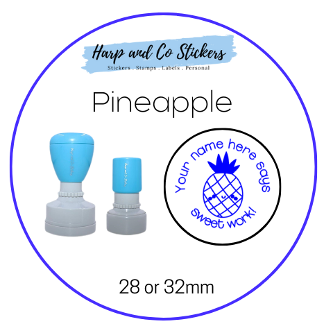 28 or 32mm Personalised Round Stamp - *Pineapple* - Great for the classroom!