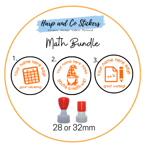 28 or 32mm Personalised Stamp Bundle - 3 Math stamps