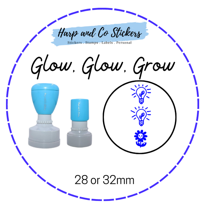 28 or 32mm Round Stamp - Glow Glow Grow