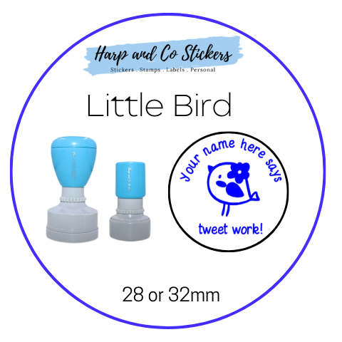 28 or 32mm Personalised Round Stamp - *Little Bird* - Great for the classroom!
