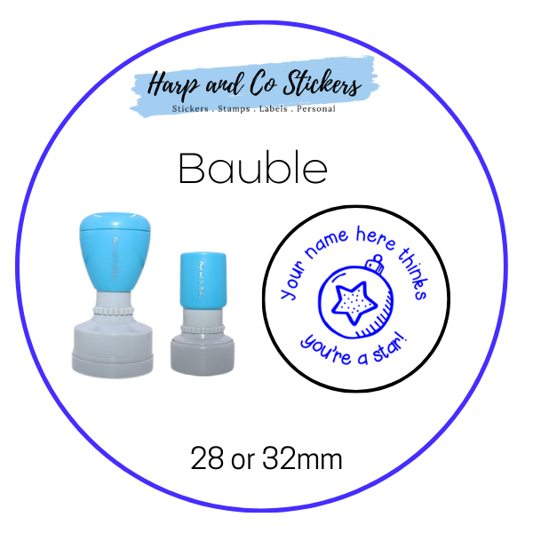 28 or 32mm Personalised Merit Stamp - Bauble