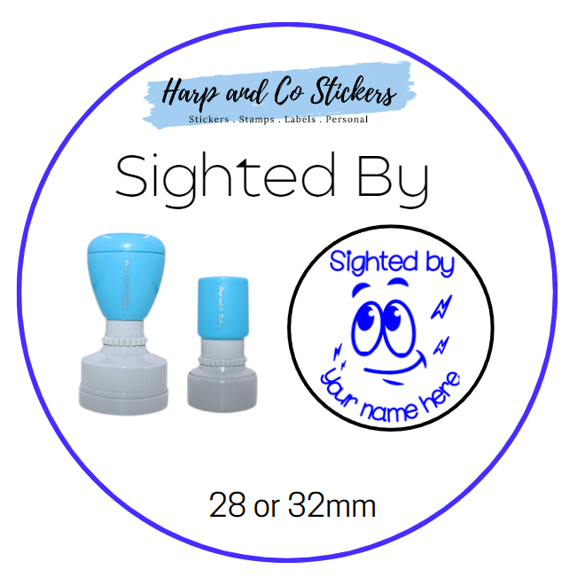 28 or 32mm Personalised Merit Stamp - Sighted By
