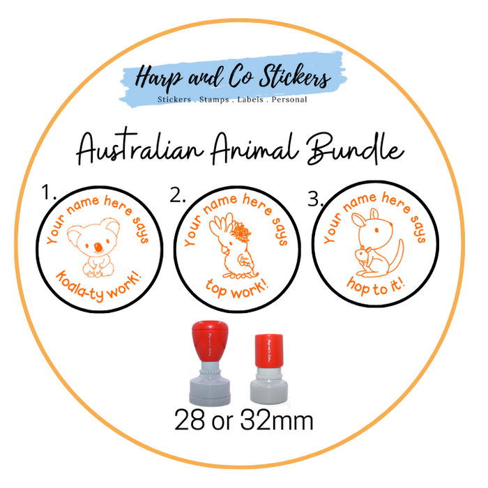 28 or 32mm Personalised Stamp Bundle - 3 Australian Animals stamps