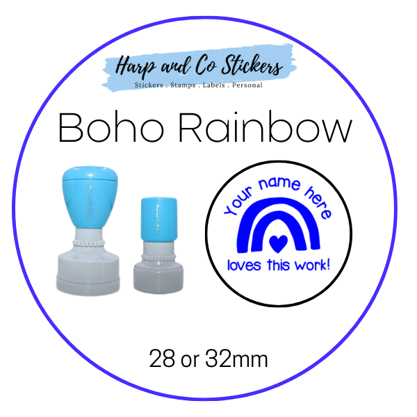 28 or 32mm Personalised Merit Stamp - Boho Rainbow