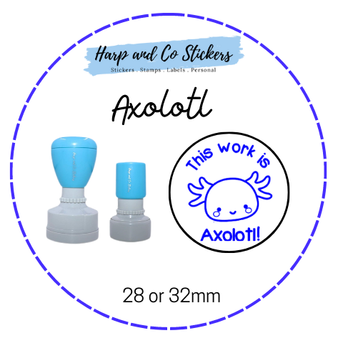 28 or 32mm Round Stamp - Axolotl
