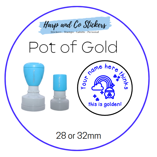 28 or 32mm Personalised Merit Stamp -Pot of Gold