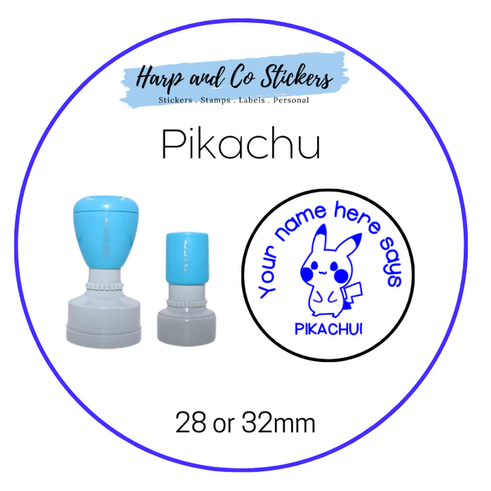 28 or 32mm Personalised Round Stamp - *Pikachu* - Great for the classroom!