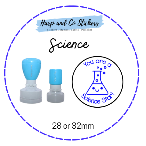 28 or 32mm Round Stamp - Science Star