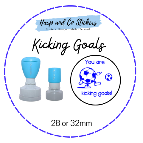 28 or 32mm Round Stamp - Kicking Goals