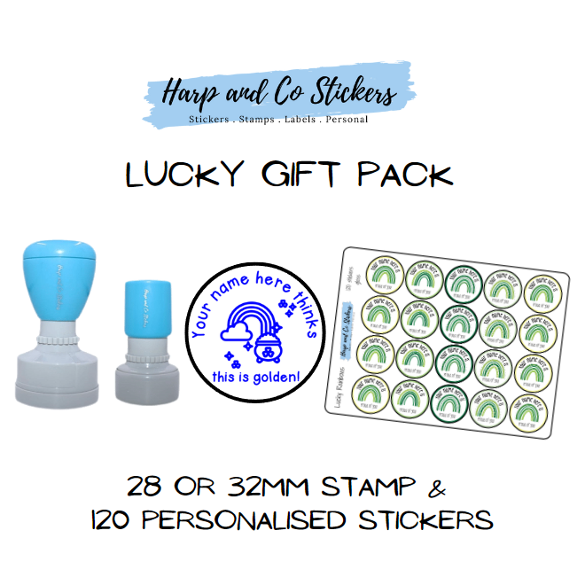 Gift Pack 28 or 32mm Stamp + 120 Stickers - Lucky