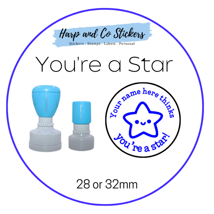 28 or 32mm Personalised Merit Stamp - *You're a Star* - Great for the classroom!